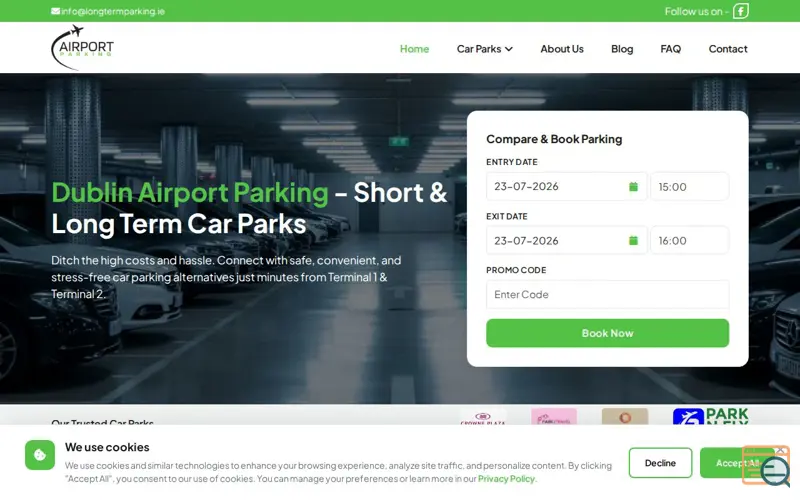 Screenshot of Dublin Airport Parking 