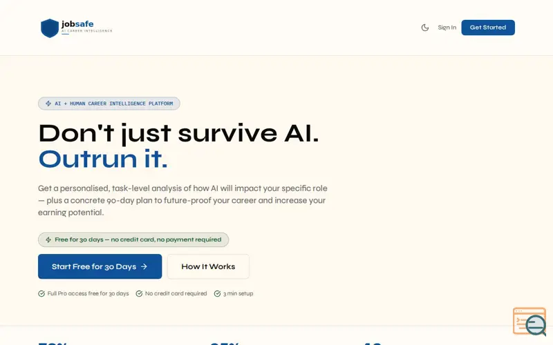 Screenshot of JobSafe