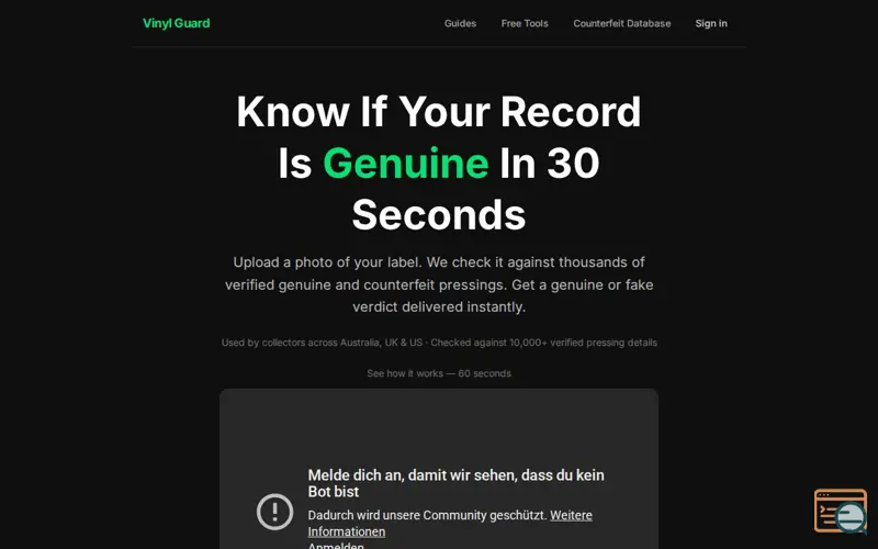Screenshot of Vinyl Guard