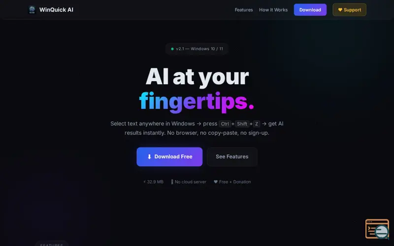 Screenshot of WinQuick AI