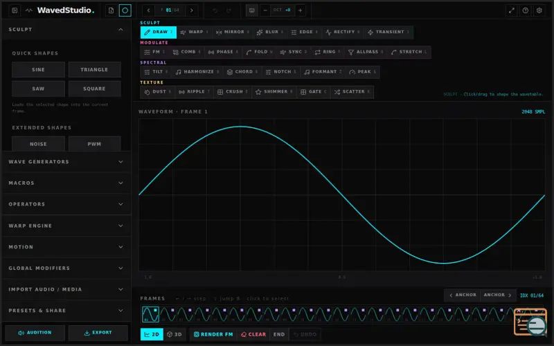 Screenshot of Waved Studio