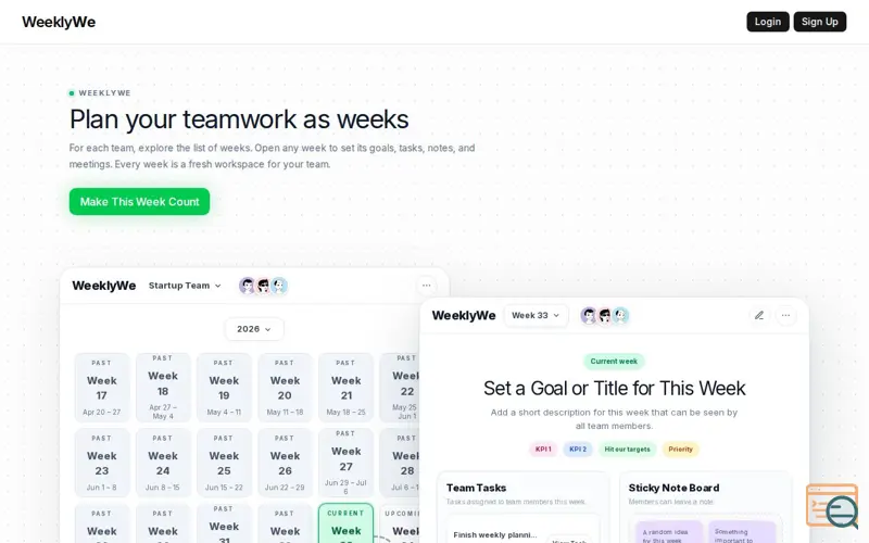 Screenshot of WeeklyWe