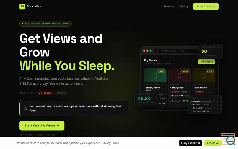 Screenshot of ShortsFast