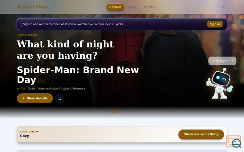 Screenshot of Foyer Picks, a launch using Aion Labs