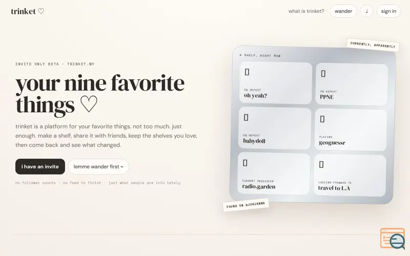 Screenshot of Trinket