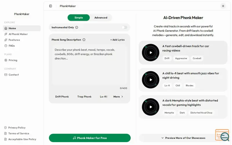 Screenshot of PhonkMaker
