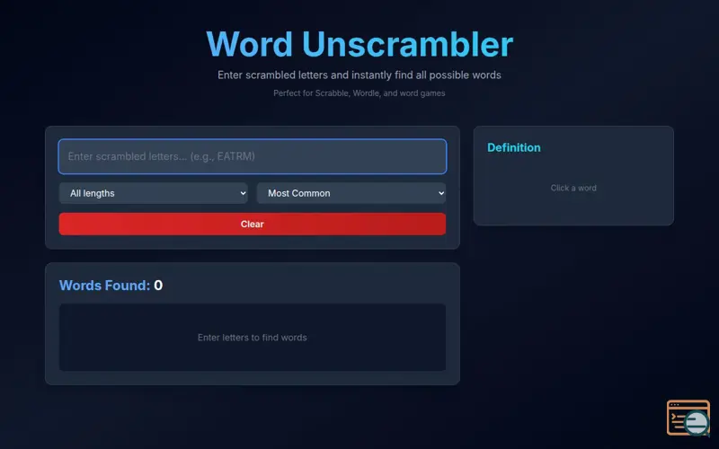 Screenshot of Word Unscrambler