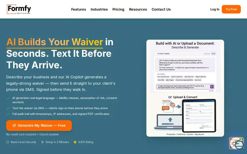 Screenshot of Formfy