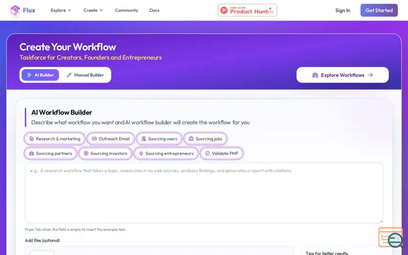 Screenshot of Agent Flux
