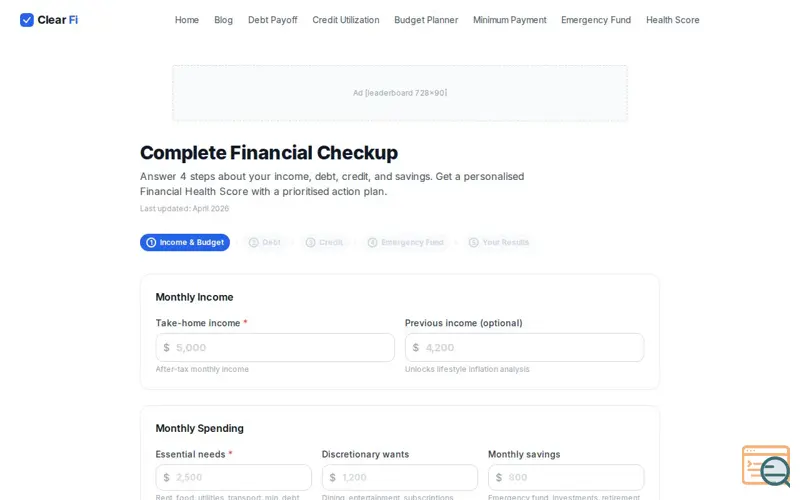 Screenshot of ClearFi
