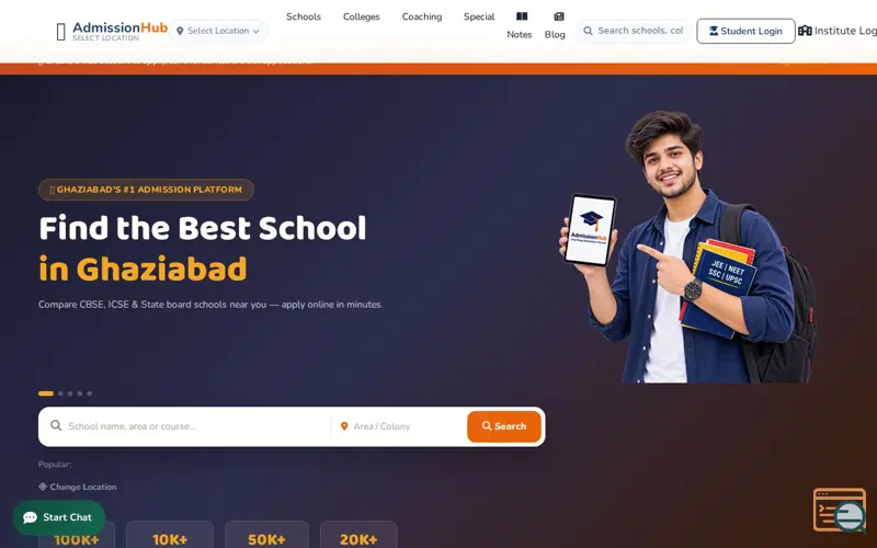 Screenshot of Best Schools in Ghaziabad 2026 | Admission, Fees & Reviews - AdmissionHub Ghaziabad