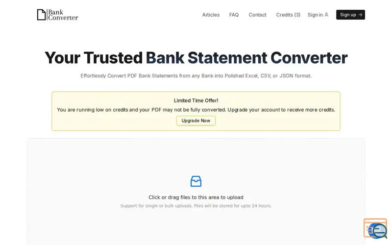 Screenshot of Bank PDF Converter