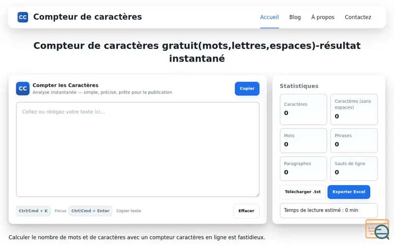 Screenshot of Compteur de caractères
