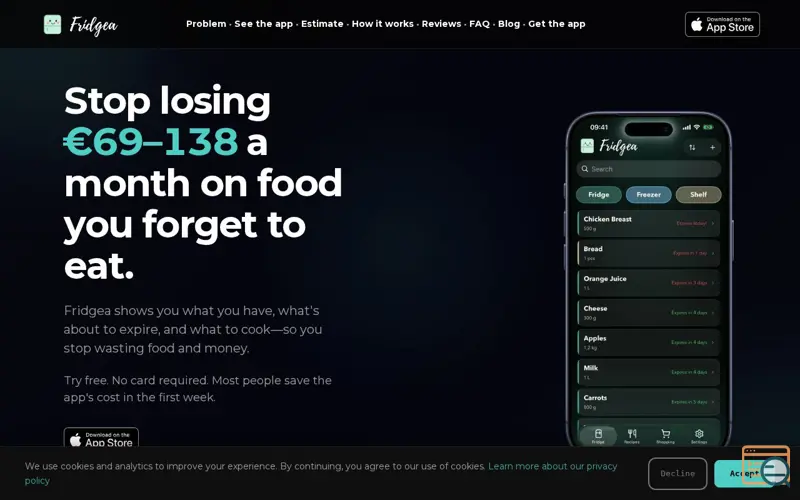 Screenshot of Fridgea