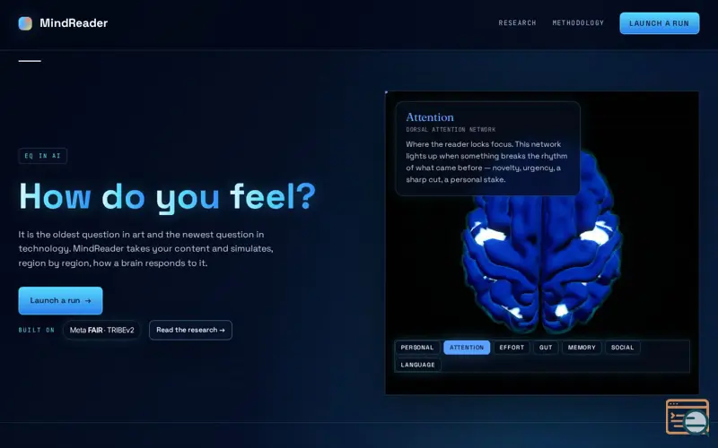 Screenshot of MindReader v1