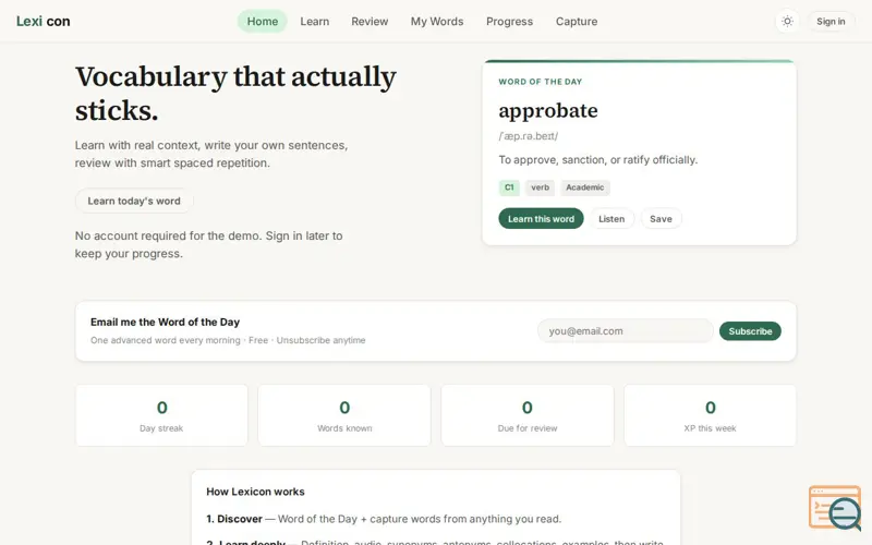 Screenshot of Lexicon