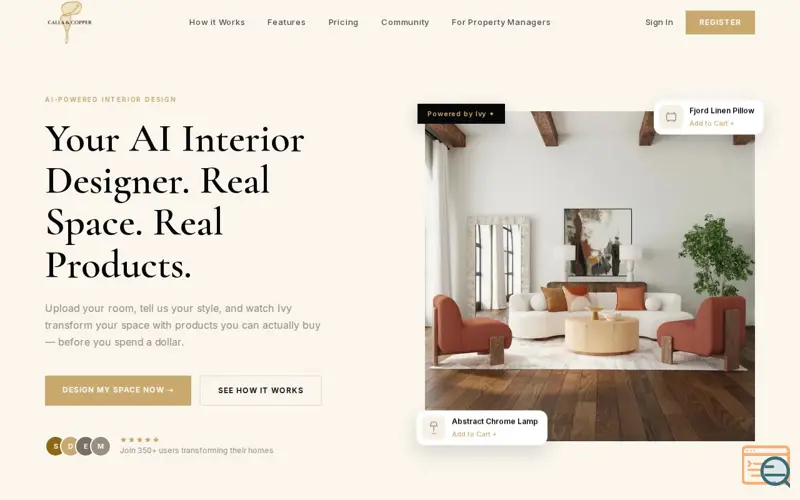 Screenshot of Calla & Copper