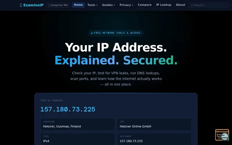 Screenshot of ExamineIP