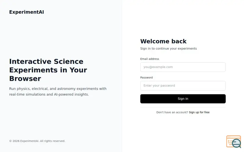 Screenshot of ExperimentAI