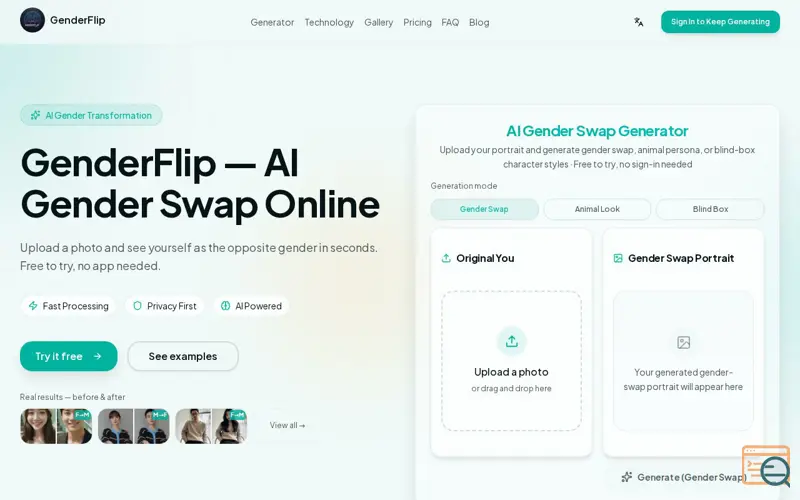 Screenshot of GenderFlip