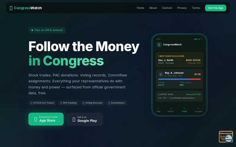 Screenshot of Congress Watch