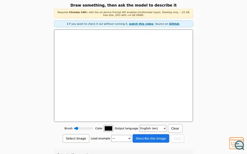 Screenshot of Chrome new prompt API demo