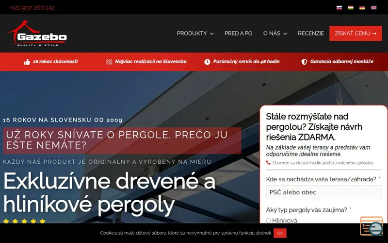 Screenshot of Gazebo Altánky, a launch using Plerdy
