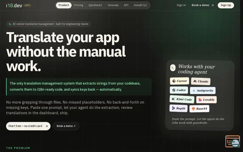 Screenshot of i18.dev Localization Platform