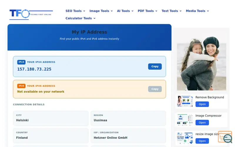 Screenshot of What Is My Public IP Address?