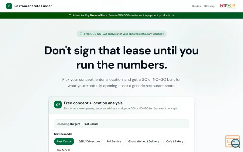 Screenshot of Restaurant Site Finder