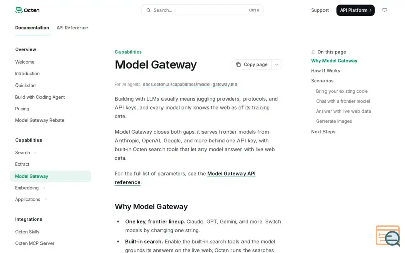 Screenshot of Octen Model Gateway