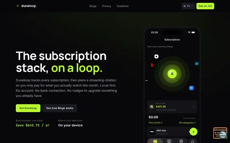 Screenshot of duneloop.