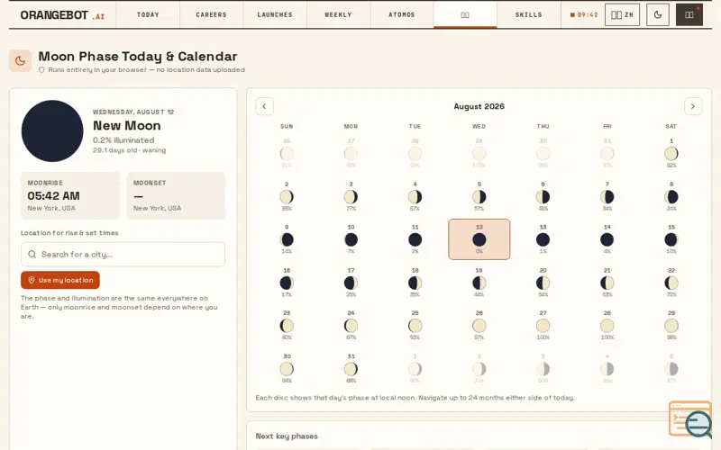 Screenshot of Moon Phase by OrangeBot