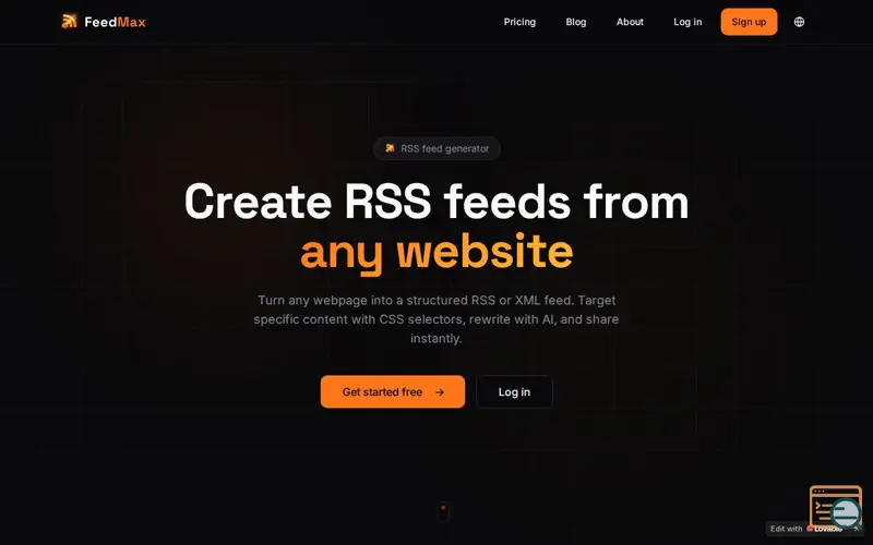 Screenshot of FeedMax RSS Feeds from Any Website