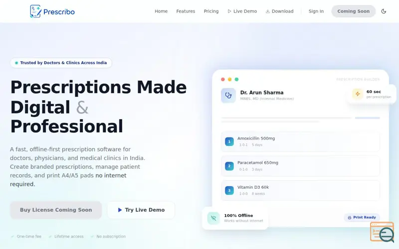 Screenshot of Prescribo