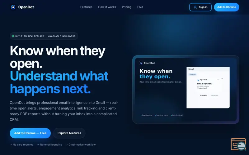 Screenshot of OpenDot — Email Intelligence for Gmail