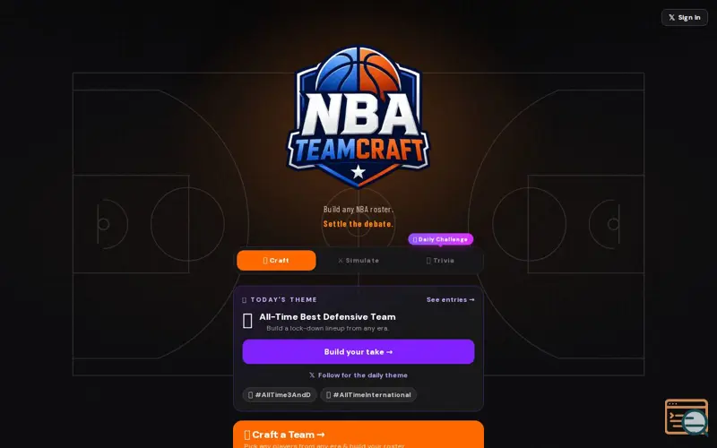 Screenshot of NBA TeamCraft