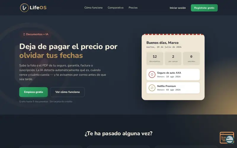 Screenshot of LifeOS
