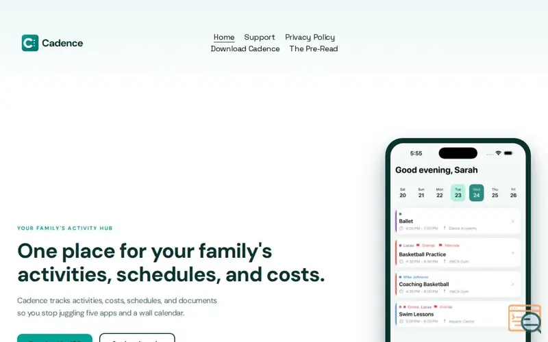 Screenshot of Cadence — Your Family's Activity Hub