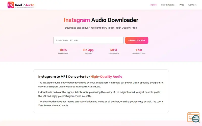 Screenshot of Reel to Audio