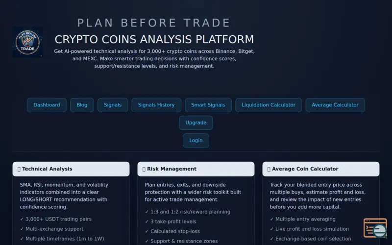 Screenshot of Plan Before Trade