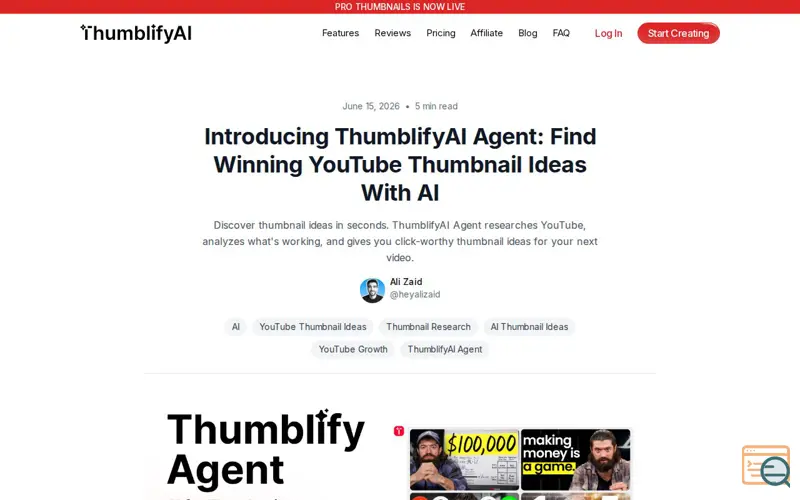 Screenshot of ThumblifyAI Agent