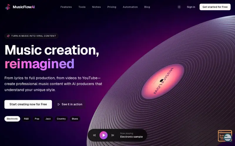 Screenshot of MusicFlowAI