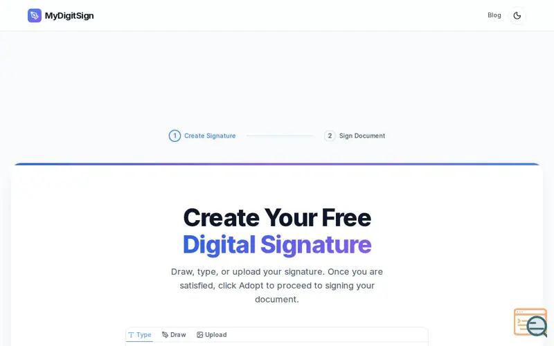 Screenshot of Digital signature