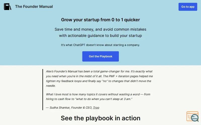 Screenshot of The Founder Manual, a launch using WP Statistics