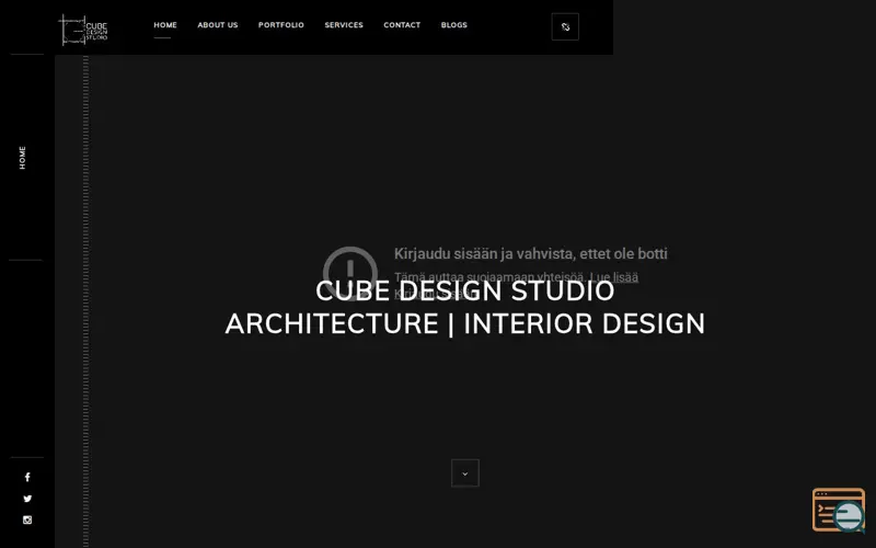 Screenshot of Cube Design Studio, a launch using Isotope