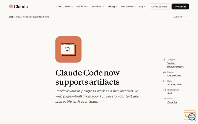 Screenshot of Claude Artifacts