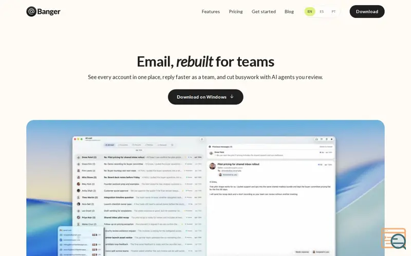 Screenshot of Banger Mail