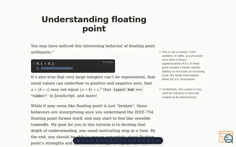 Screenshot of Understanding Floating Point
