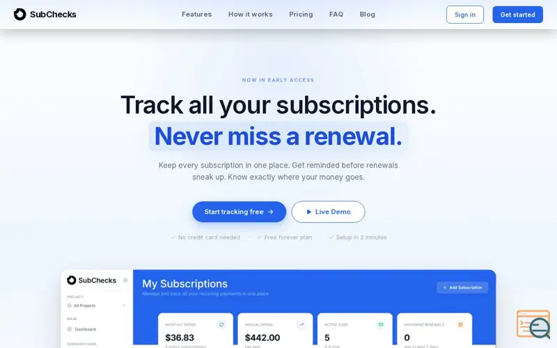 Screenshot of SubChecks